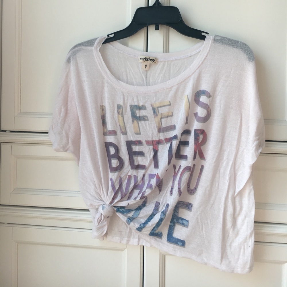 Graphic tee with writing